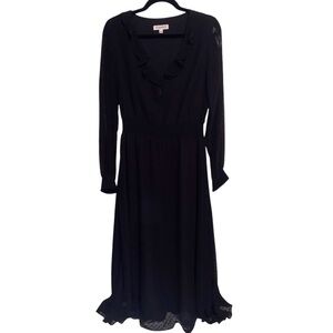 Nanette Lepore Dress Womens Size 10 Black Long Sleeve Swiss Dot Smocked NWT